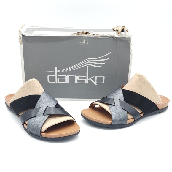 Dansko Women's Joanna Strappy Slide Sandal Black Multi Size 39 US 8.5/9 - Picture 1 of 9